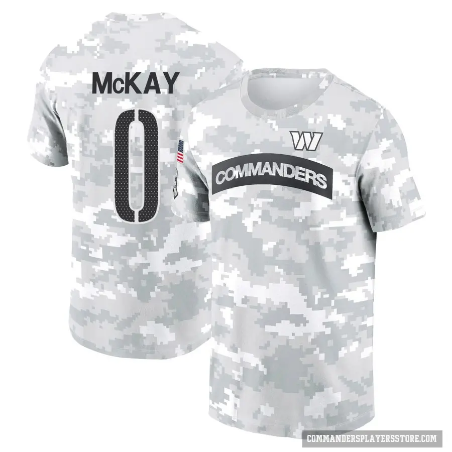 Men's ＃0 Timothy McKay Washington Commanders Camo Arctic 2024 Salute to Service Performance T-Shirt