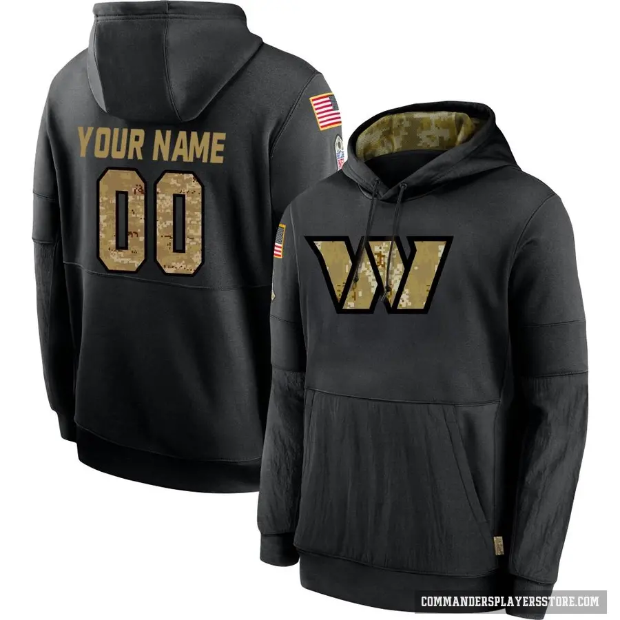 Men's ＃00 Custom Washington Commanders Black 2020 Salute to Service Sideline Performance Pullover Hoodie