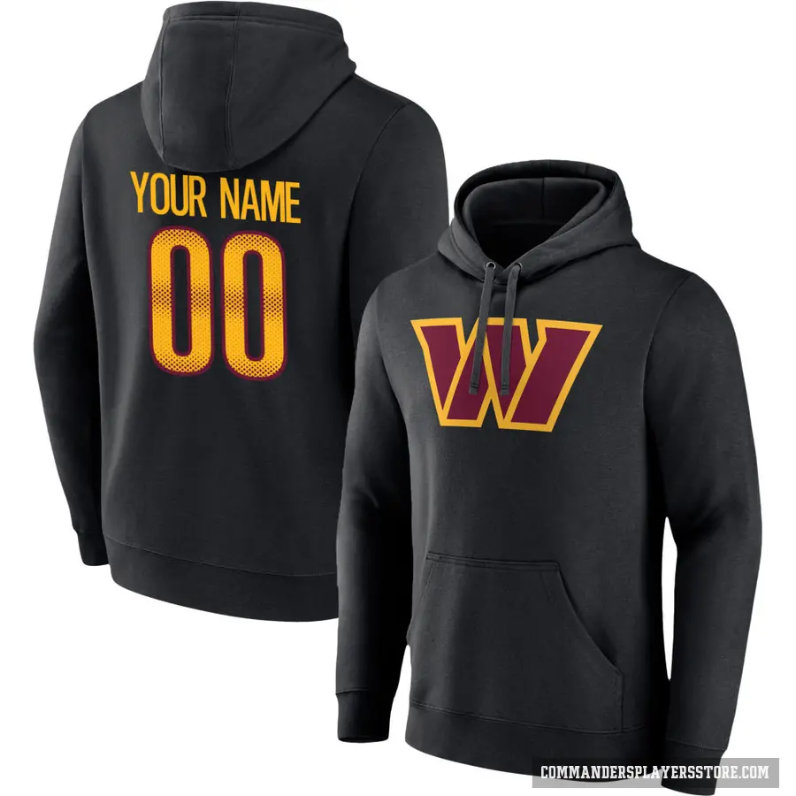 Men's ＃00 Custom Washington Commanders Black Name & Number Pullover Hoodie