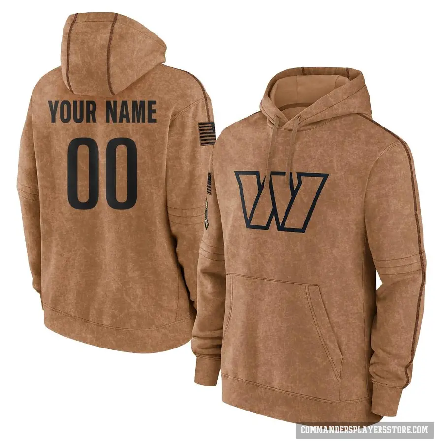 Men's ＃00 Custom Washington Commanders Brown 2023 Salute To Service Club Pullover Hoodie