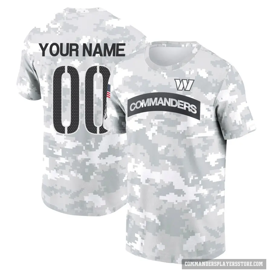 Men's ＃00 Custom Washington Commanders Camo Arctic 2024 Salute to Service Performance T-Shirt