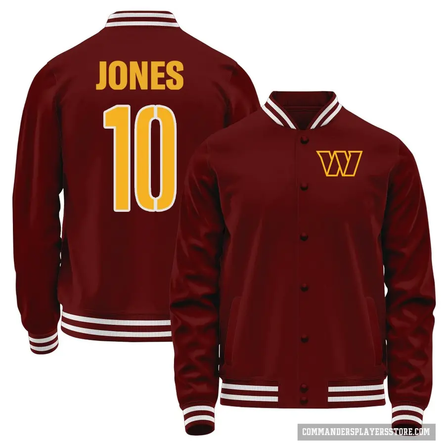 Men's ＃10 Jacoby Jones Washington Commanders Red Full-Snap Name & Number Jacket