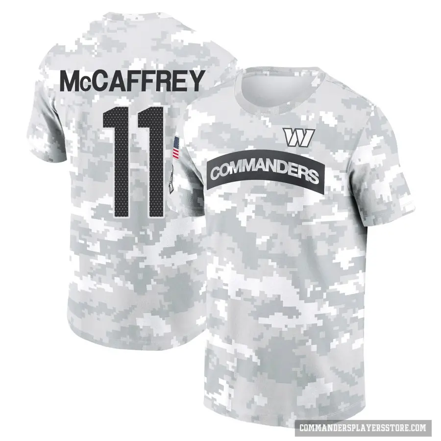 Men's ＃11 Luke McCaffrey Washington Commanders Camo Arctic 2024 Salute to Service Performance T-Shirt
