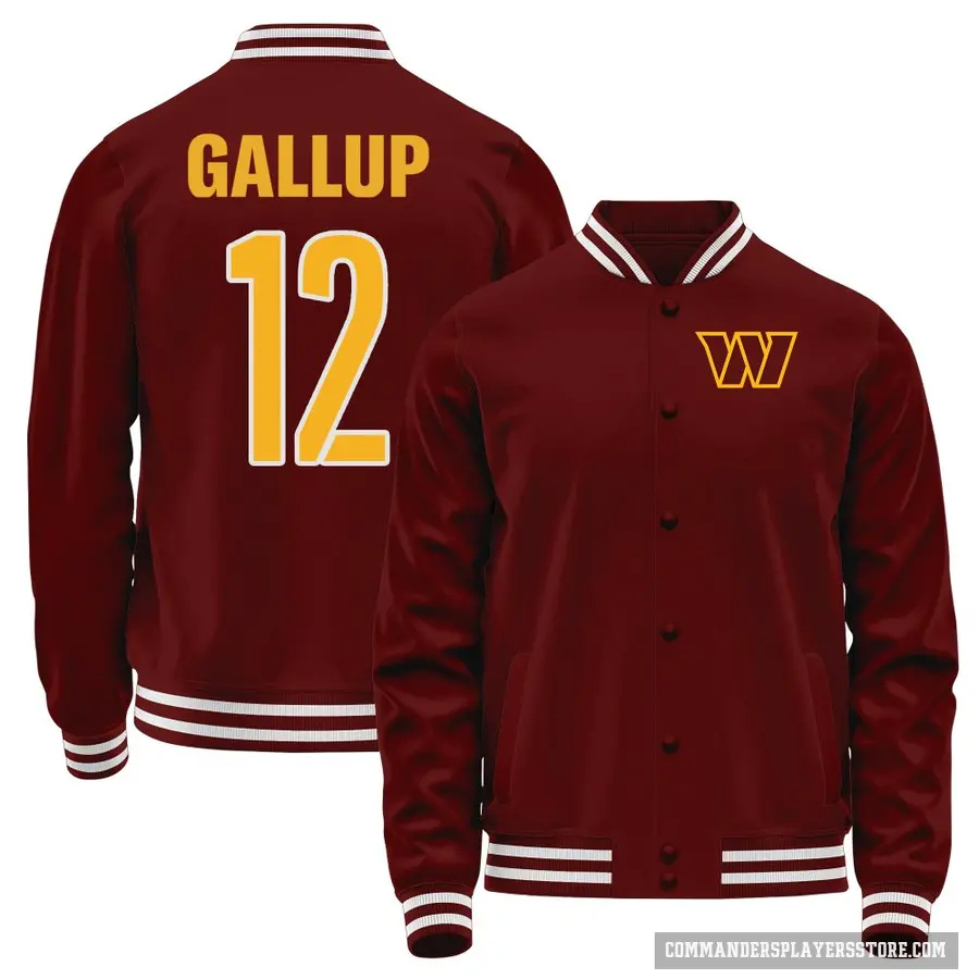 Men's ＃12 Michael Gallup Washington Commanders Red Full-Snap Name & Number Jacket