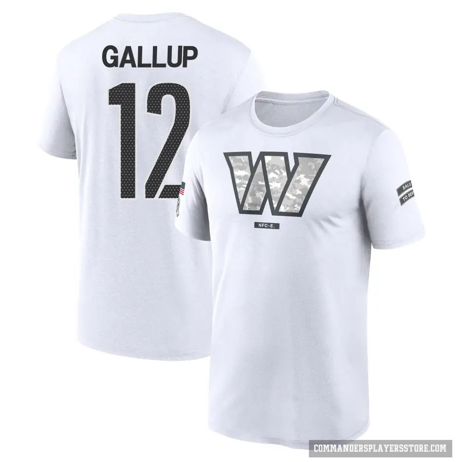 Men's ＃12 Michael Gallup Washington Commanders White 2024 Salute to Service Performance T-Shirt