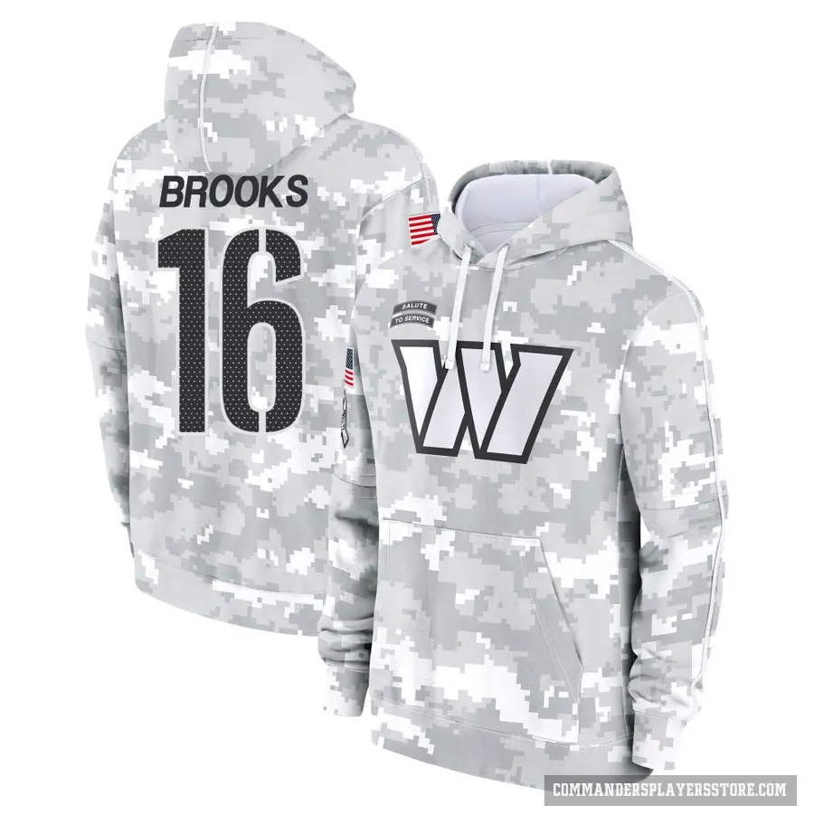 Men's ＃16 Ja'Corey Brooks Washington Commanders Arctic Camo 2024 Salute to Service Club Fleece Pullover Hoodie