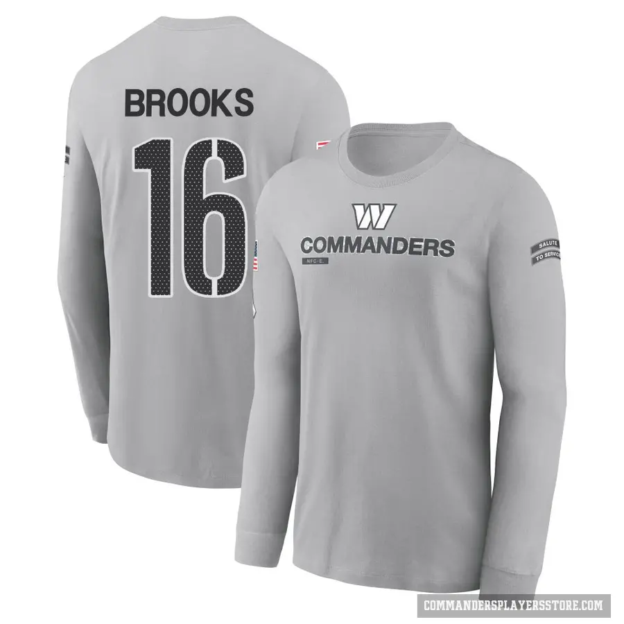 Men's ＃16 Ja'Corey Brooks Washington Commanders Gray 2024 Salute to Service Long Sleeve T-Shirt