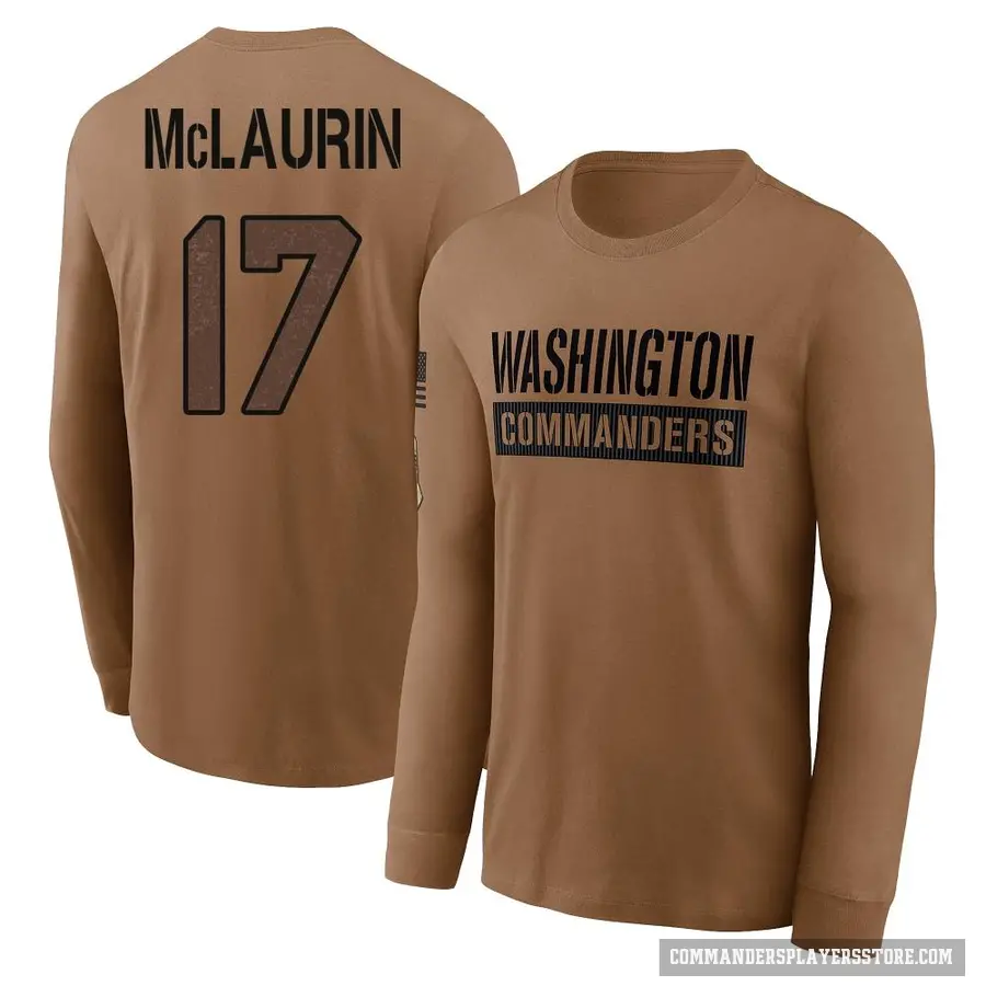 Men's ＃17 Terry McLaurin Washington Commanders Brown 2023 Salute To Service Long Sleeve T-Shirt