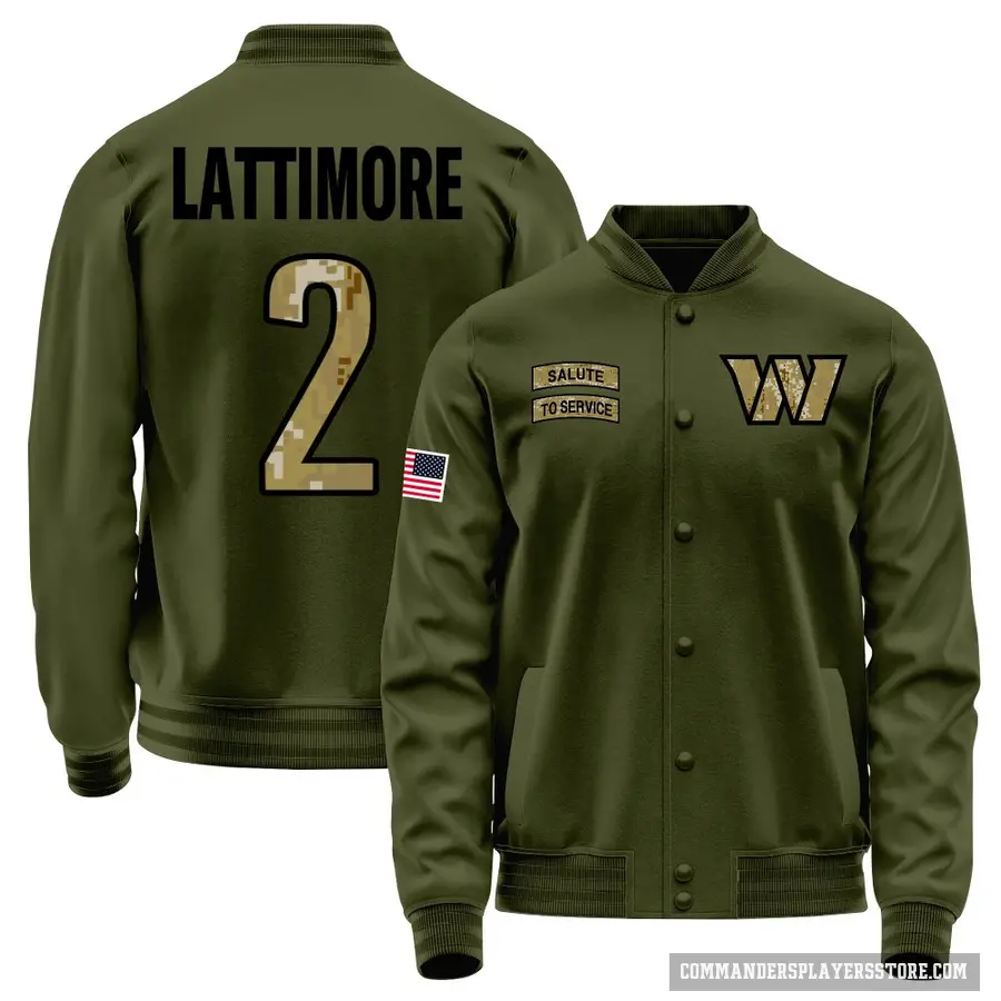 Men's ＃2 Marshon Lattimore Washington Commanders Olive Salute to Service Sideline Performance Jacket