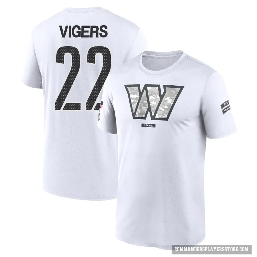 Men's ＃22 Car'lin Vigers Washington Commanders White 2024 Salute to Service Performance T-Shirt