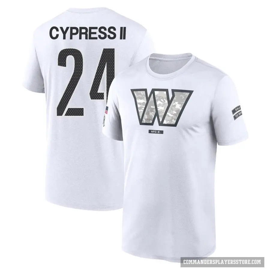 Men's ＃24 Fentrell Cypress II Washington Commanders White 2024 Salute to Service Performance T-Shirt