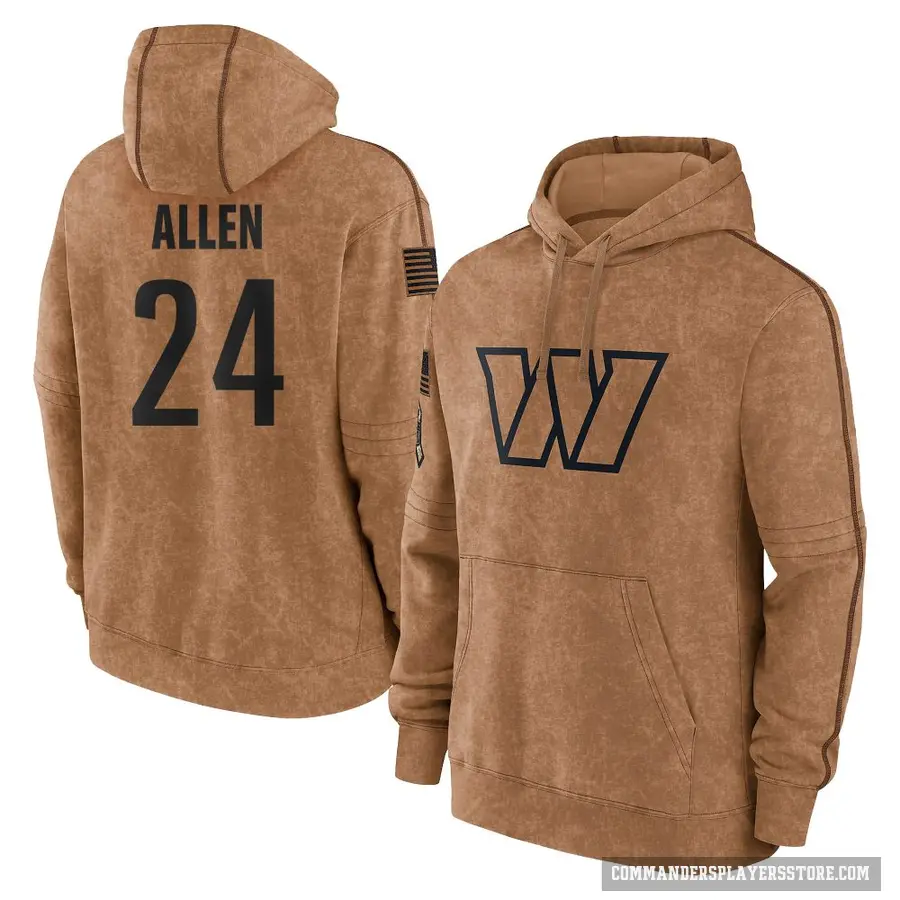 Men's ＃24 Kazmeir Allen Washington Commanders Brown 2023 Salute To Service Club Pullover Hoodie