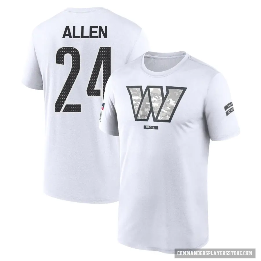 Men's ＃24 Kazmeir Allen Washington Commanders White 2024 Salute to Service Performance T-Shirt