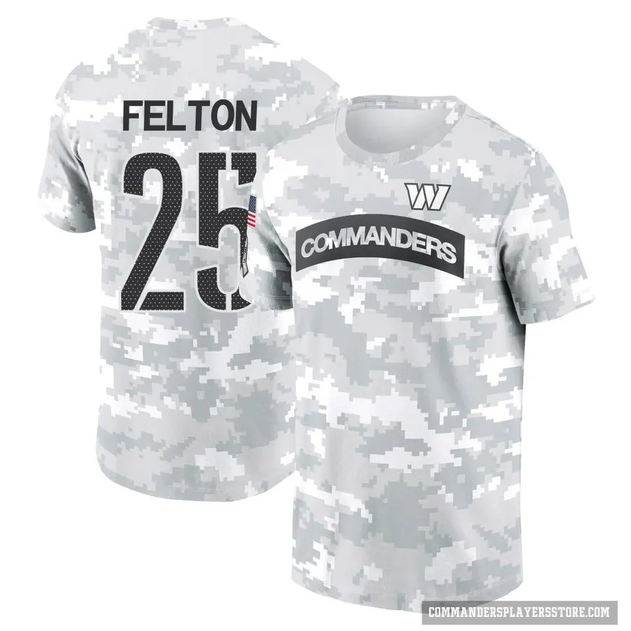 Men's ＃25 Demetric Felton Washington Commanders Camo Arctic 2024 Salute to Service Performance T-Shirt