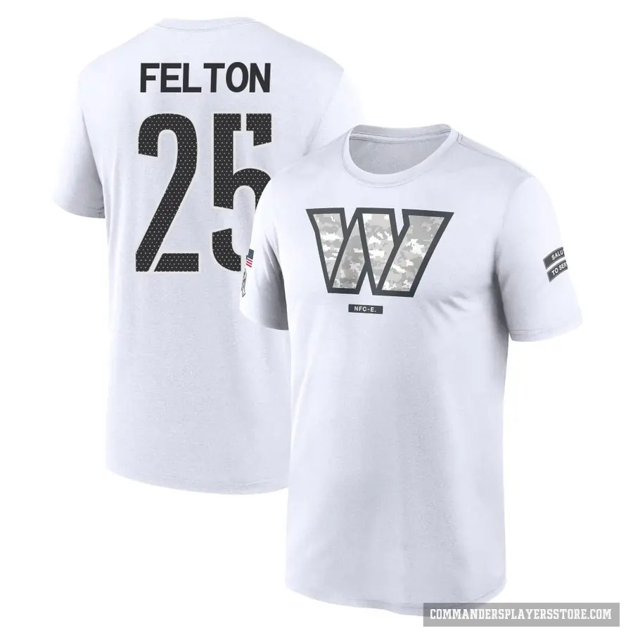 Men's ＃25 Demetric Felton Washington Commanders White 2024 Salute to Service Performance T-Shirt