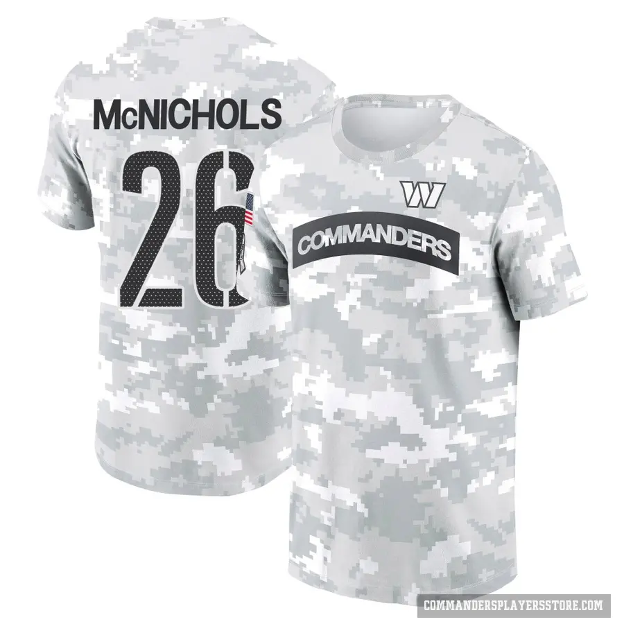 Men's ＃26 Jeremy McNichols Washington Commanders Camo Arctic 2024 Salute to Service Performance T-Shirt