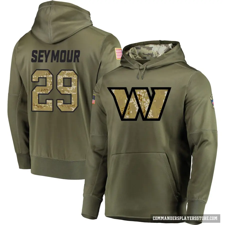 Men's ＃29 Kevon Seymour Washington Commanders Olive Salute to Service Pullover Hoodie