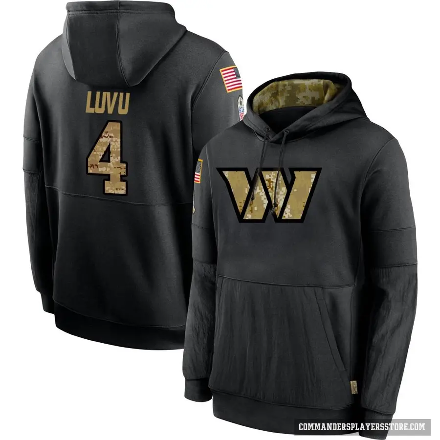 Men's ＃4 Frankie Luvu Washington Commanders Black 2020 Salute to Service Sideline Performance Pullover Hoodie