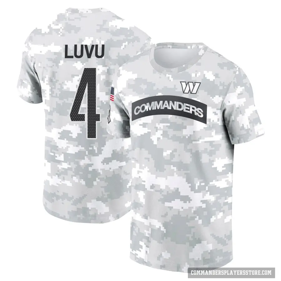 Men's ＃4 Frankie Luvu Washington Commanders Camo Arctic 2024 Salute to Service Performance T-Shirt