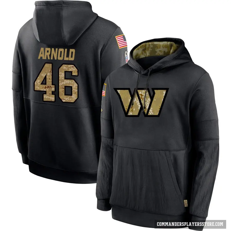 Men's ＃46 Kam Arnold Washington Commanders Black 2020 Salute to Service Sideline Performance Pullover Hoodie