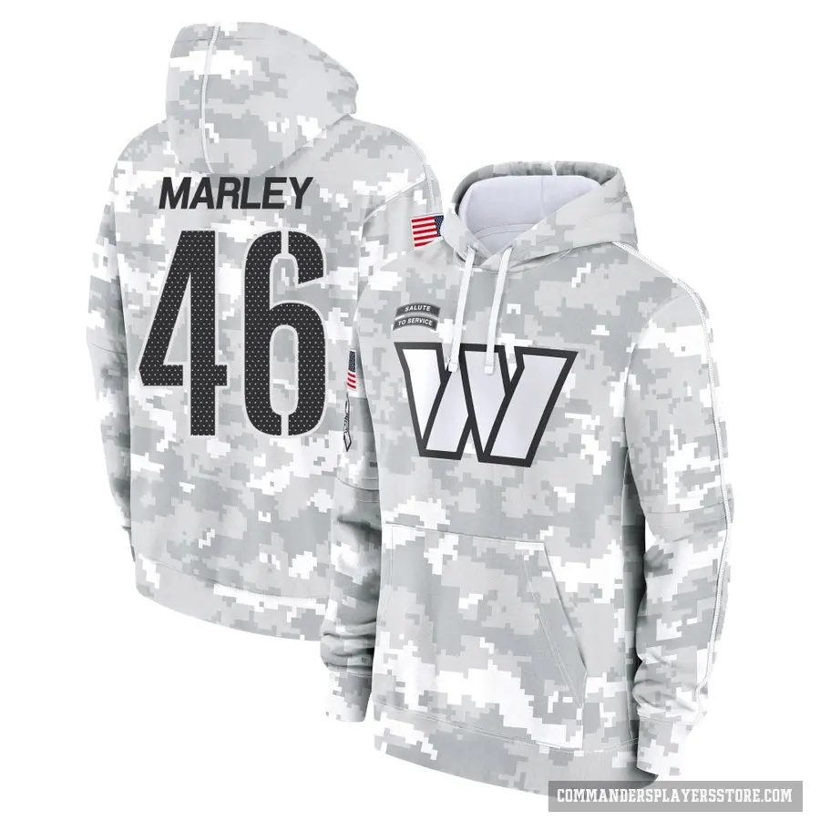 Men's ＃46 Nico Marley Washington Commanders Arctic Camo 2024 Salute to Service Club Fleece Pullover Hoodie