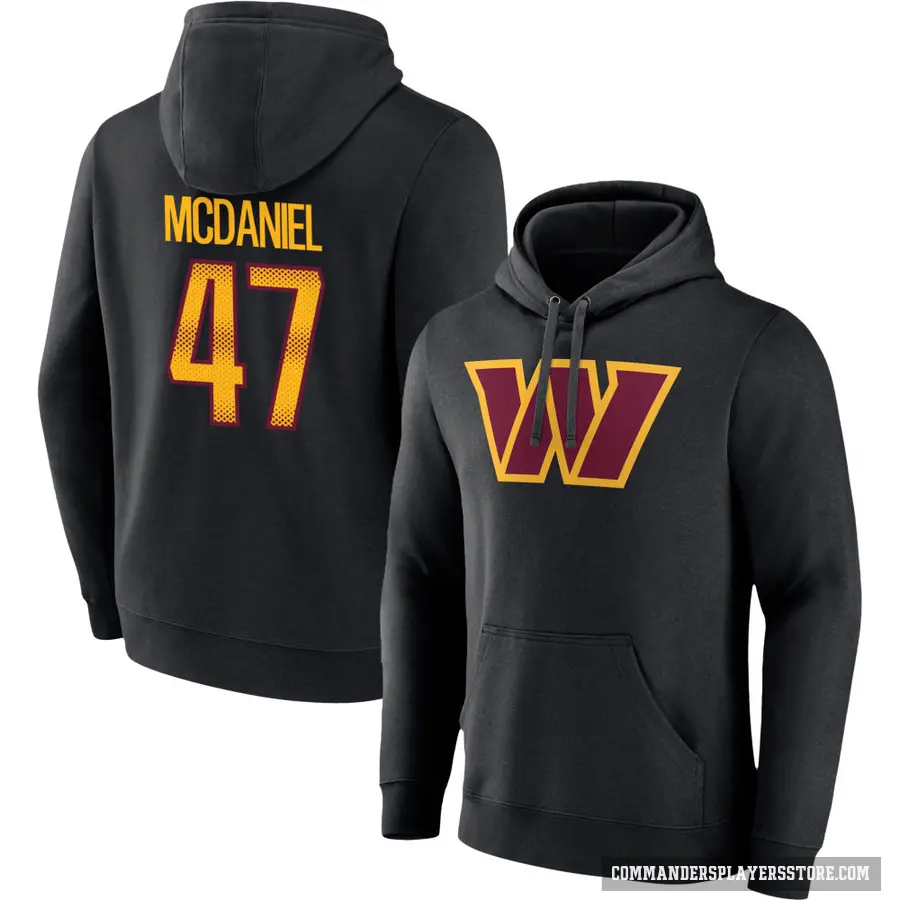 Men's ＃47 Robert McDaniel Washington Commanders Black Name & Number Pullover Hoodie