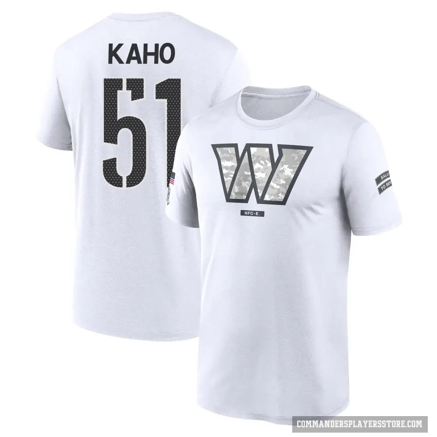 Men's ＃51 Ale Kaho Washington Commanders White 2024 Salute to Service Performance T-Shirt