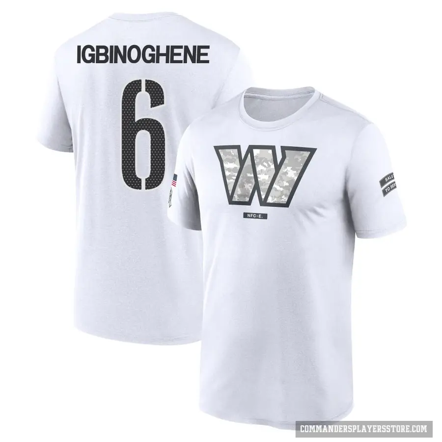 Men's ＃6 Noah Igbinoghene Washington Commanders White 2024 Salute to Service Performance T-Shirt