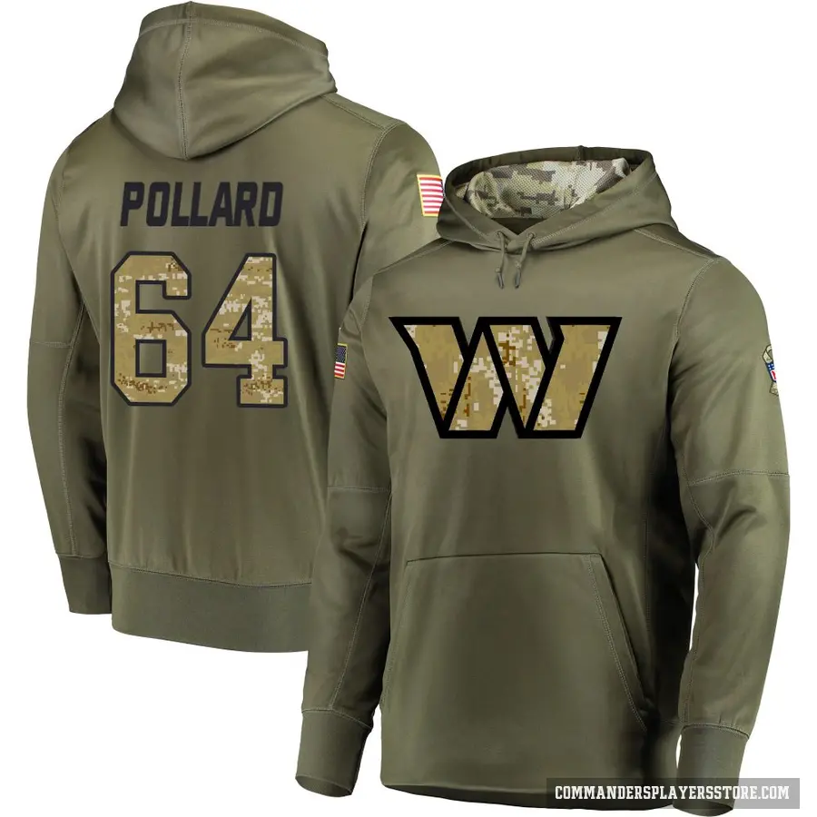 Men's ＃64 Norell Pollard Washington Commanders Olive Salute to Service Pullover Hoodie