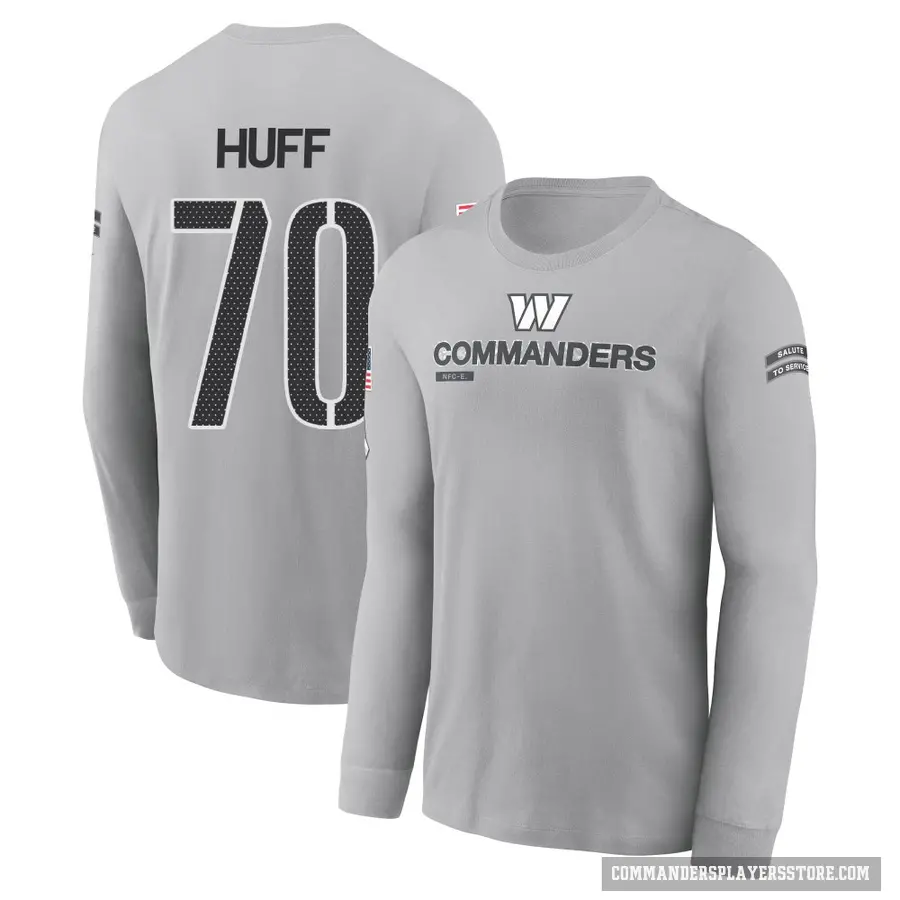 Men's ＃70 Sam Huff Washington Commanders Gray 2024 Salute to Service Long Sleeve T-Shirt