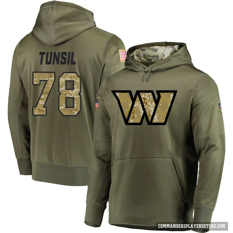 Men's ＃78 Laremy Tunsil Washington Commanders Olive Salute to Service Pullover Hoodie