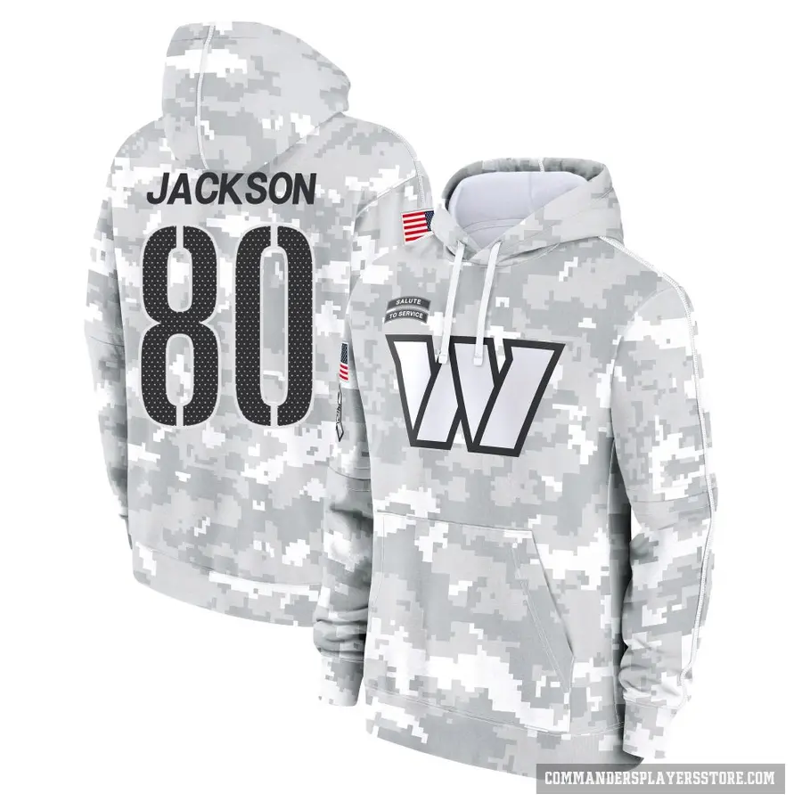 Men's ＃80 Tyree Jackson Washington Commanders Arctic Camo 2024 Salute to Service Club Fleece Pullover Hoodie