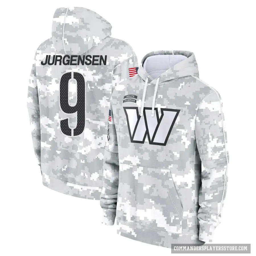 Men's ＃9 Sonny Jurgensen Washington Commanders Arctic Camo 2024 Salute to Service Club Fleece Pullover Hoodie