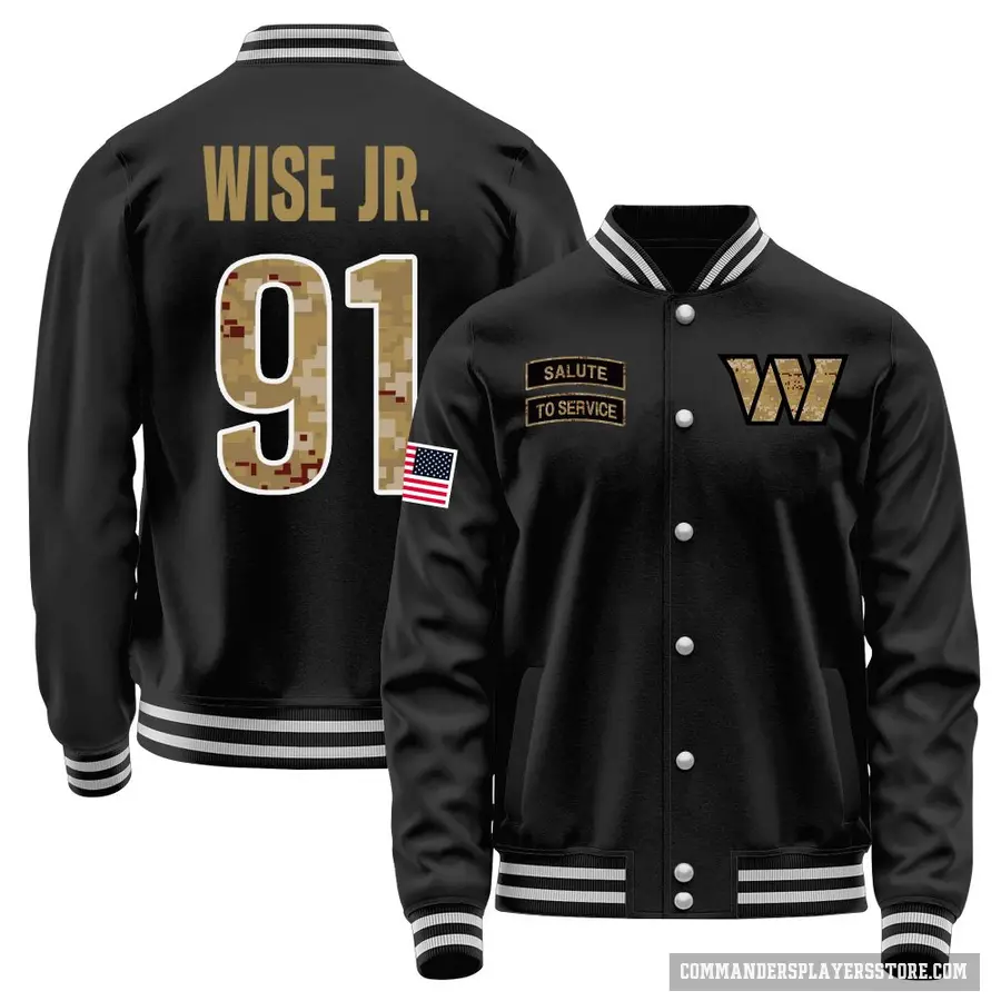 Men's ＃91 Deatrich Wise Jr. Washington Commanders Black Salute to Service Sideline Performance Jacket