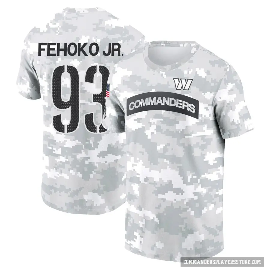 Men's ＃93 Viliami Fehoko Jr. Washington Commanders Camo Arctic 2024 Salute to Service Performance T-Shirt