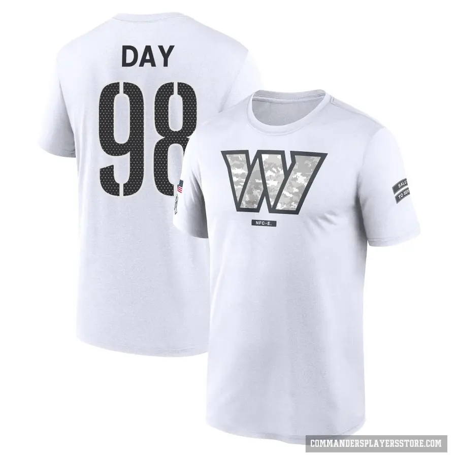 Men's ＃98 Sheldon Day Washington Commanders White 2024 Salute to Service Performance T-Shirt