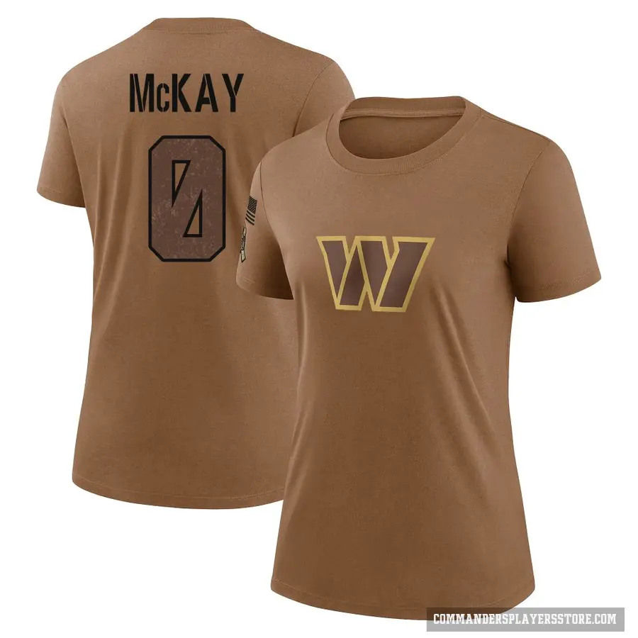 Women's ＃0 Timothy McKay Washington Commanders Brown 2023 Salute To Service Performance T-Shirt