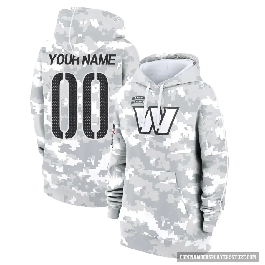Women's ＃00 Custom Washington Commanders Arctic Camo 2024 Salute to Service Club Fleece Pullover Hoodie
