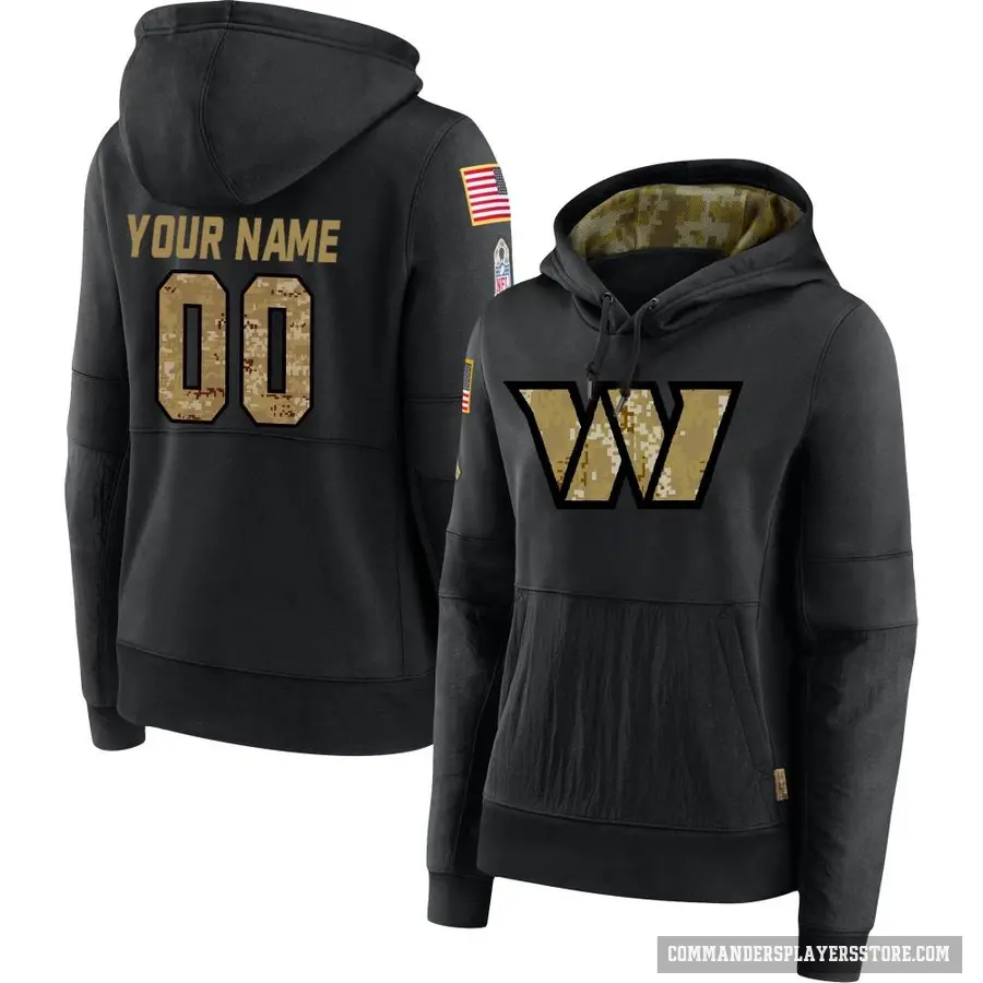Women's ＃00 Custom Washington Commanders Black 2020 Salute to Service Sideline Performance Pullover Hoodie