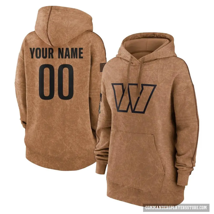 Women's ＃00 Custom Washington Commanders Brown 2023 Salute To Service Pullover Hoodie