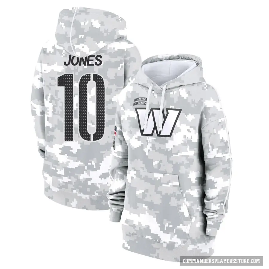 Women's ＃10 Jacoby Jones Washington Commanders Arctic Camo 2024 Salute to Service Club Fleece Pullover Hoodie