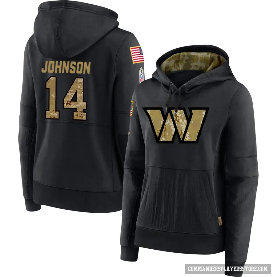 Women's ＃14 Josh Johnson Washington Commanders Black 2020 Salute to Service Sideline Performance Pullover Hoodie