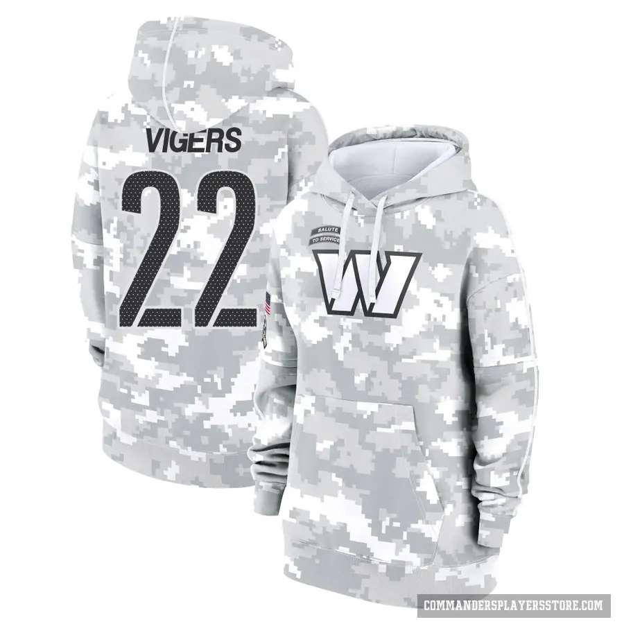 Women's ＃22 Car'lin Vigers Washington Commanders Arctic Camo 2024 Salute to Service Club Fleece Pullover Hoodie