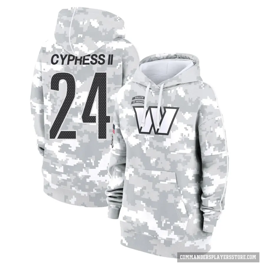 Women's ＃24 Fentrell Cypress II Washington Commanders Arctic Camo 2024 Salute to Service Club Fleece Pullover Hoodie