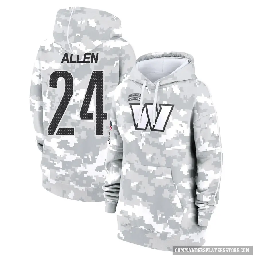 Women's ＃24 Kazmeir Allen Washington Commanders Arctic Camo 2024 Salute to Service Club Fleece Pullover Hoodie