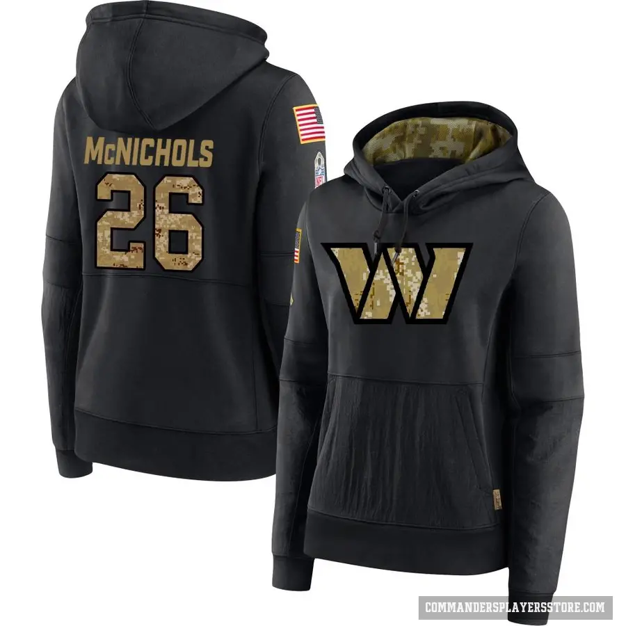 Women's ＃26 Jeremy McNichols Washington Commanders Black 2020 Salute to Service Sideline Performance Pullover Hoodie