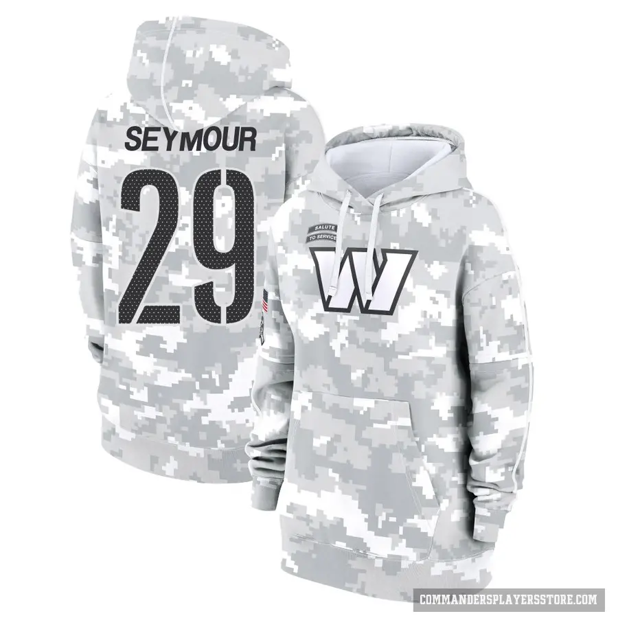 Women's ＃29 Kevon Seymour Washington Commanders Arctic Camo 2024 Salute to Service Club Fleece Pullover Hoodie