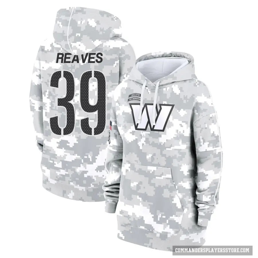 Women's ＃39 Jeremy Reaves Washington Commanders Arctic Camo 2024 Salute to Service Club Fleece Pullover Hoodie