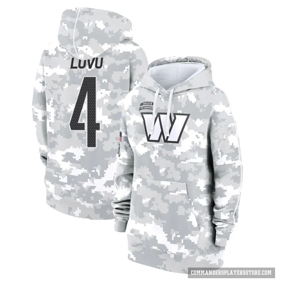 Women's ＃4 Frankie Luvu Washington Commanders Arctic Camo 2024 Salute to Service Club Fleece Pullover Hoodie