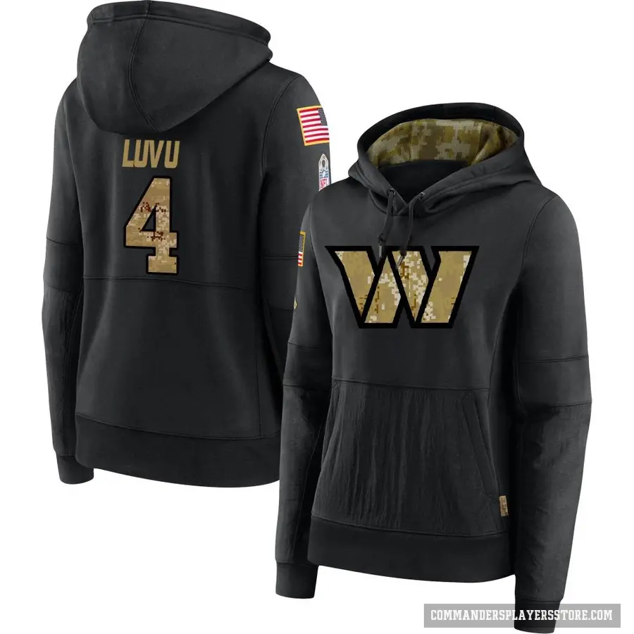 Women's ＃4 Frankie Luvu Washington Commanders Black 2020 Salute to Service Sideline Performance Pullover Hoodie